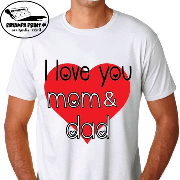 I LOVE MOM-DAD T-SHIRT UNISEX VALNTINE'S DAY - Picture 1 of 1
